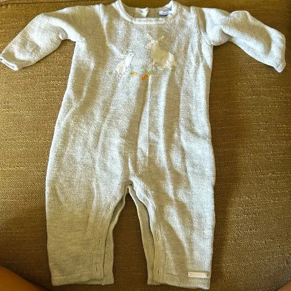 Janie and Jack size 0-3m rabbit embroidered button stride sweater romper - Picture 1 of 2